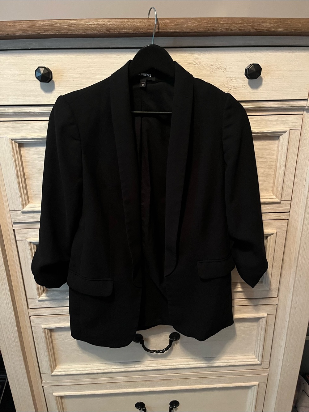 Express Black Shawl-Collar Blazer - Sleek Open Front